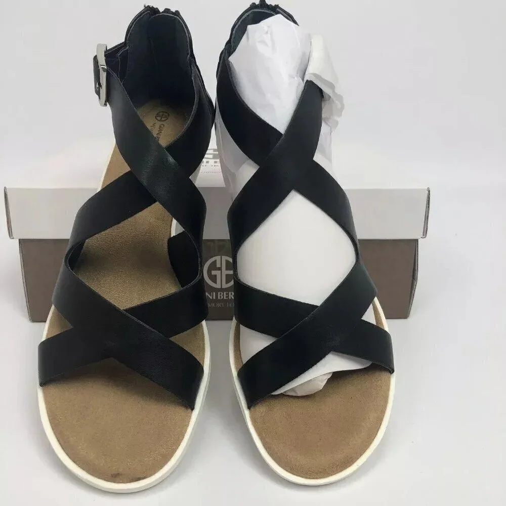 Giani Bernini Womens Fayee Wedge Sandals Shoe Black 7M